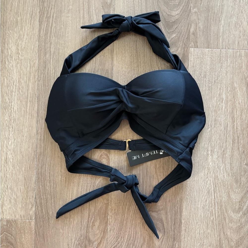 NWT Tempt Me Black Padded Bikini Top, Size XS